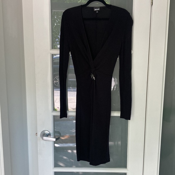 JUST CAVALLI black snake buckle dress, size 42/6 *as is - Picture 4 of 11